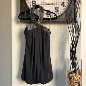 Jaloux Chain Halter Bubble Dress, Gray